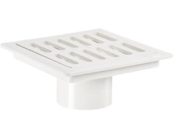 Allecto- Vierkante Vloer Afvoer - Douche - PVC - Haarzeef - Wit - Badkamer Keuken - Verwijderbare Hoes - Geschikt voor Verbouwen - 3,8 Inch