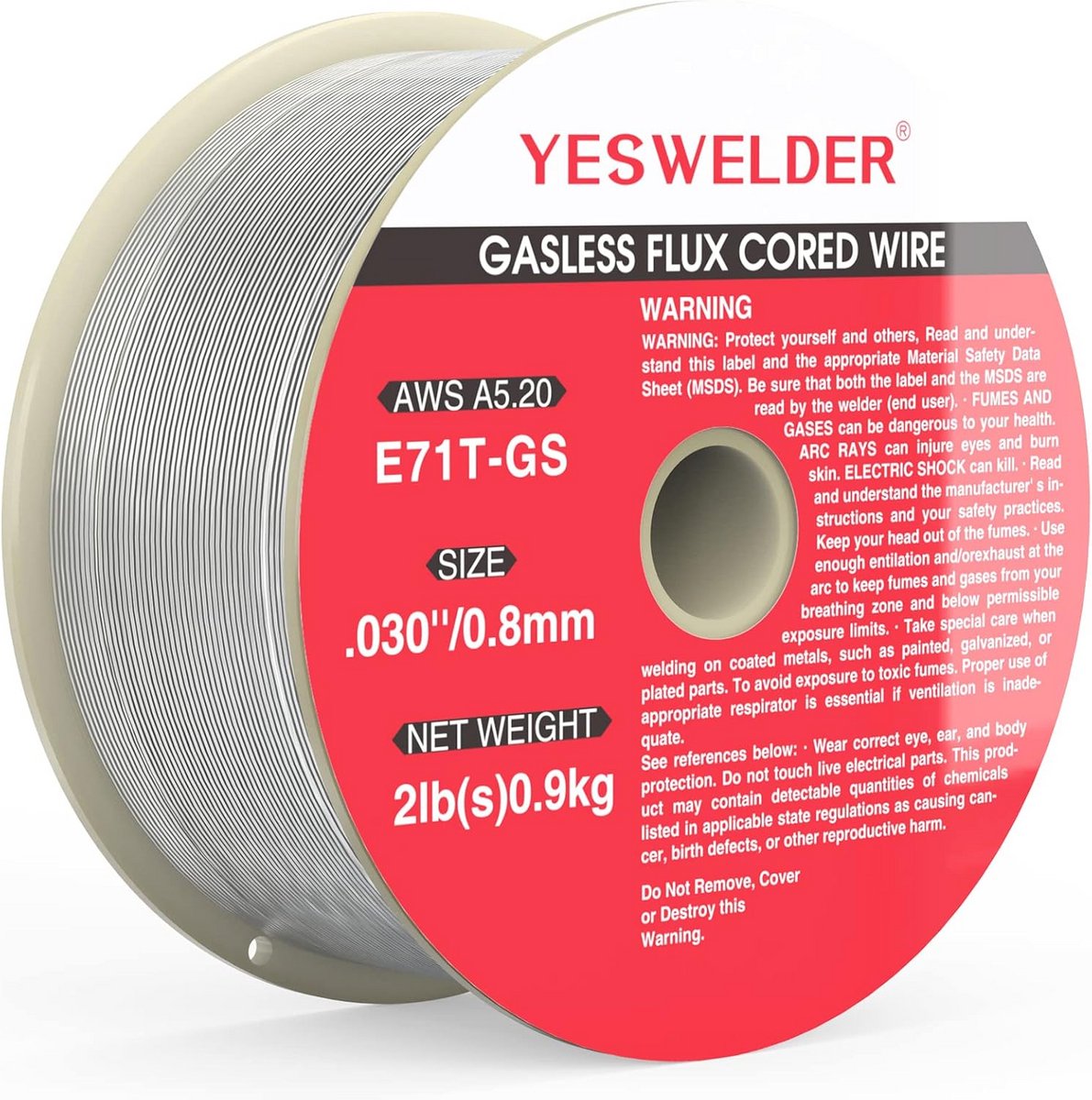 Gasloze kern MIG lasdraad voor zacht staal E71T-GS 0,8 mm 0,9 kg spoel