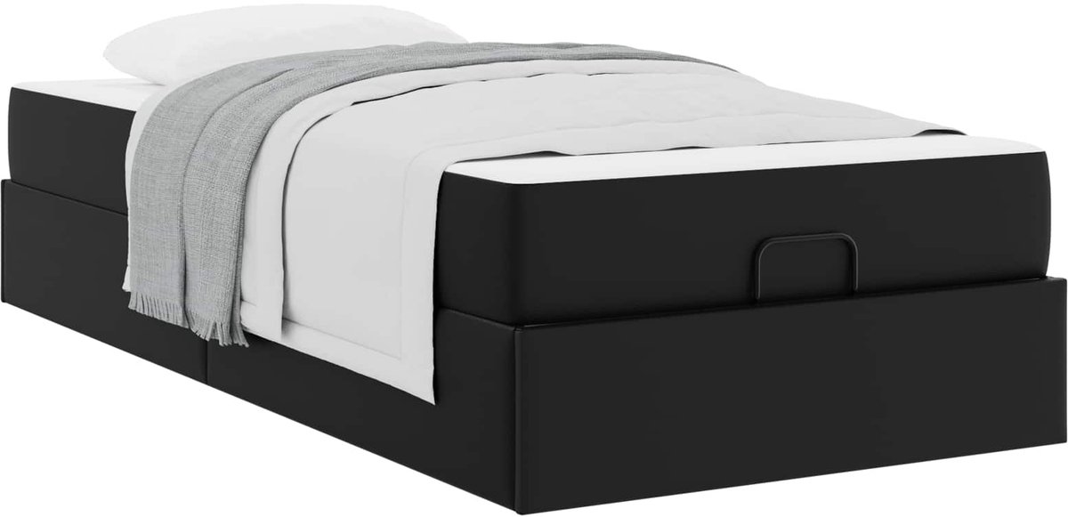 vidaXL - Bedframe - met - matras - Anders - 2 - st - Zwart - PVC