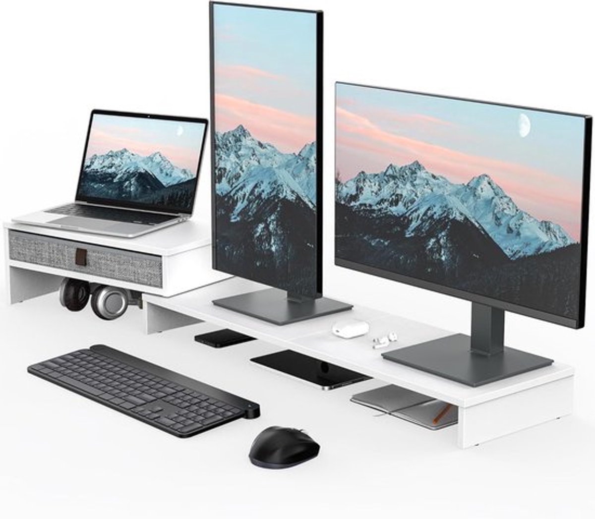 Candala Dubbele monitorarm - PU - Wit