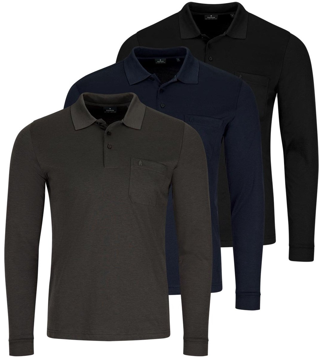 RAGMAN Heren poloshirt 3 pack Basic