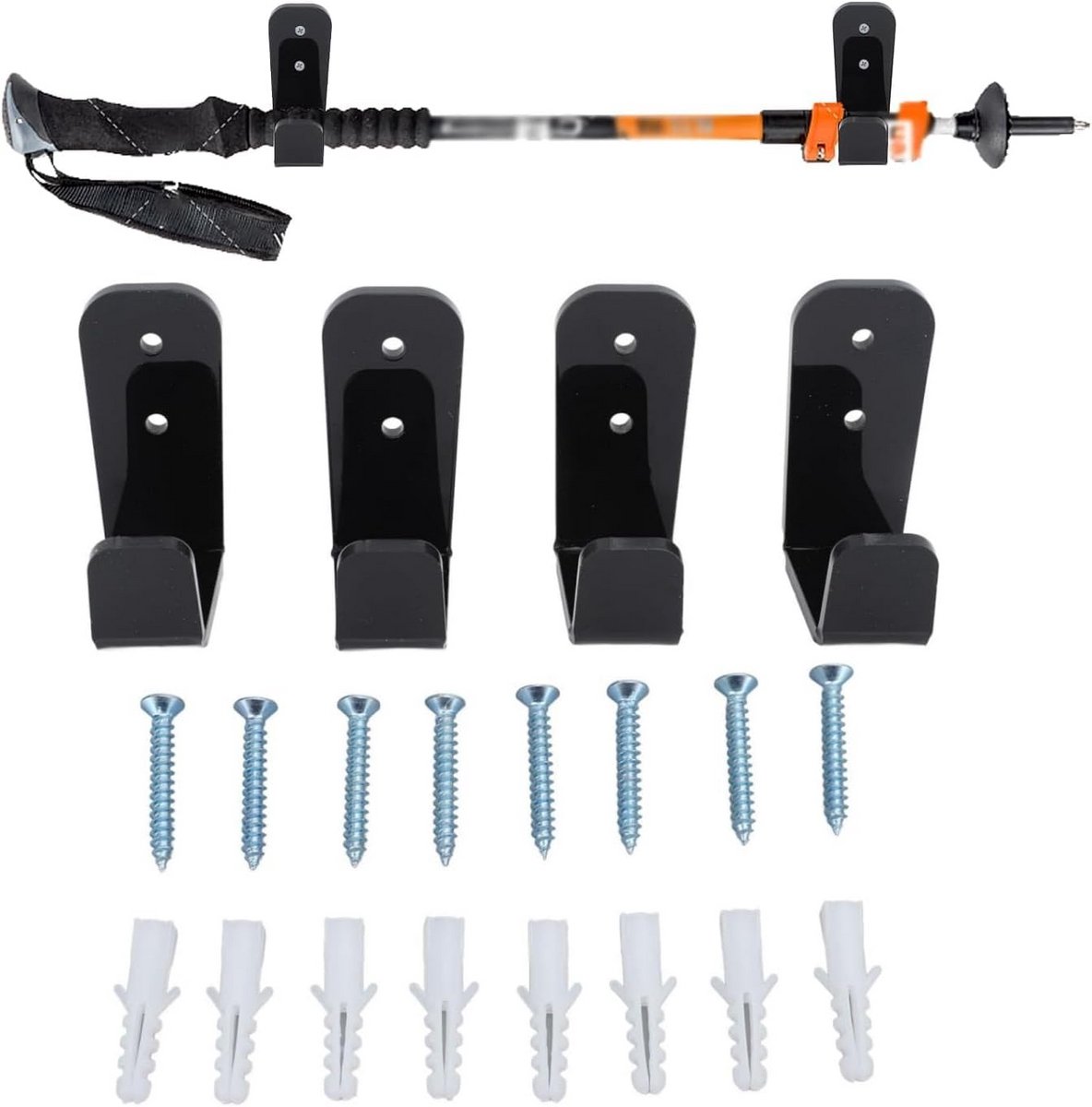 Set van 4 Wandsteunen voor Hockeysticks - Zwart Acryl Display Hanger