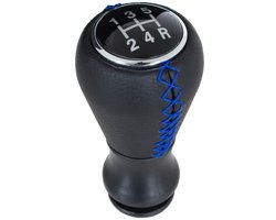 Peugeot 206/206+ - Zwarte Lederen Versnellingspook - Blauwe Stiksels - 5 Versnellingen