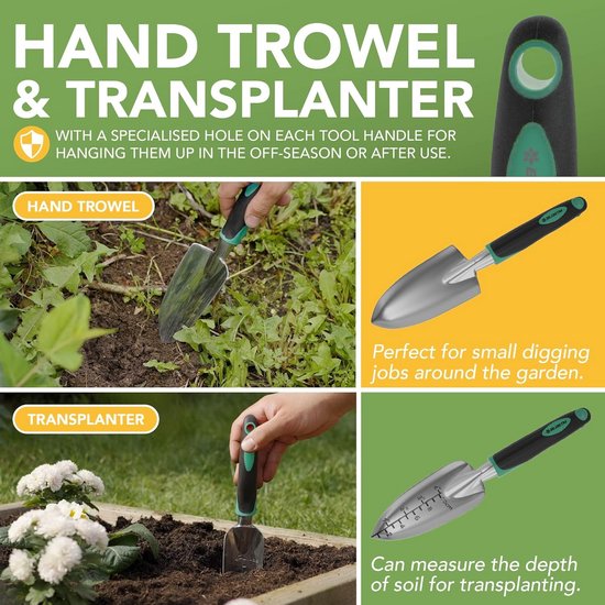 Tuingereedschap Set - Tuin Werkset - Planten en Wieden - Roestbestendig en Ergonomisch - 30 x 15 x 215 cm van Tuingereedschap. — afbeelding 2