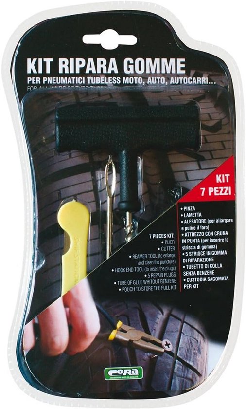 Reparatieset Banden - Tubeless Kit - Zelf Banden Plakken - Compleet 7-delig - Compacte Koffer van Merkloos — afbeelding 3