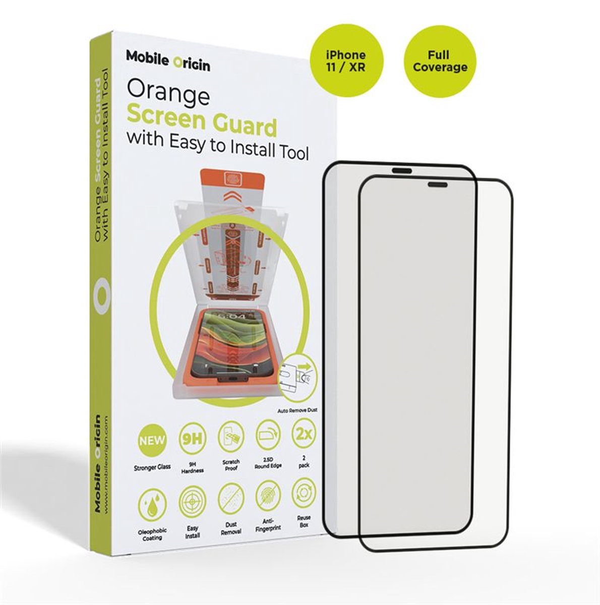 Mobile Origin Schermbeschermer Voor Iphone 11 / Xr Met Handige Applicator, 2 Stuks