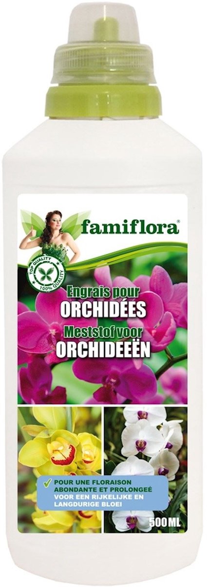 Famiflora vloeibare meststof voor orchideeën - 0,5L - Rijkelijke en langdurige bloei die je kamer direct opfleurt - Gezond wortelstelsel ondersteunt stevige en veerkrachtige orchideeën