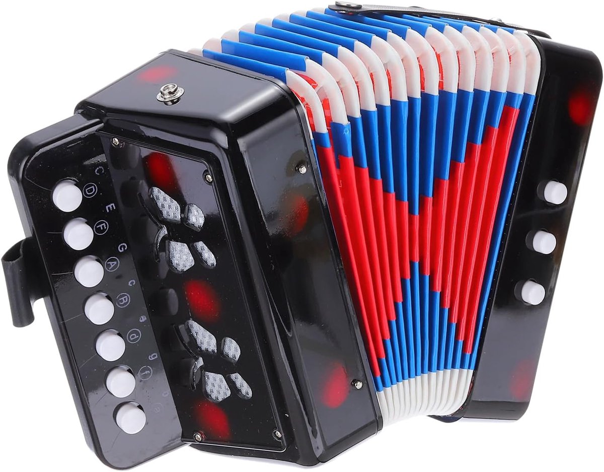 Knop Accordeon - Muziekinstrument - Muziek Leren - Lichtgewicht Draagbaar - 10 Toetsen - Zwart