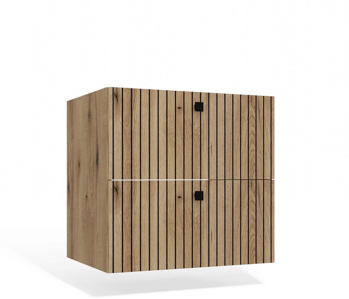 Hangende Badkamerkast TIGO 60 2L met Softclose Lades - Modern Design | Kleur: Evoke Eiken
