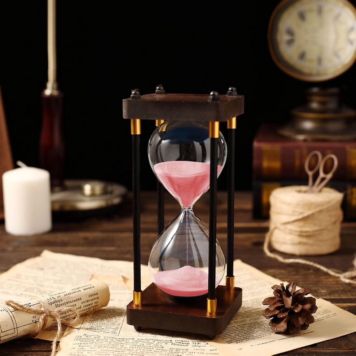 Zandloper Timer - Zandklok Tijdmeting - Tijdmanagement Hulp - Dubbele Bescherming Kinderveilig - 9.5x9.5x26 cm - Natuurlijk Zand