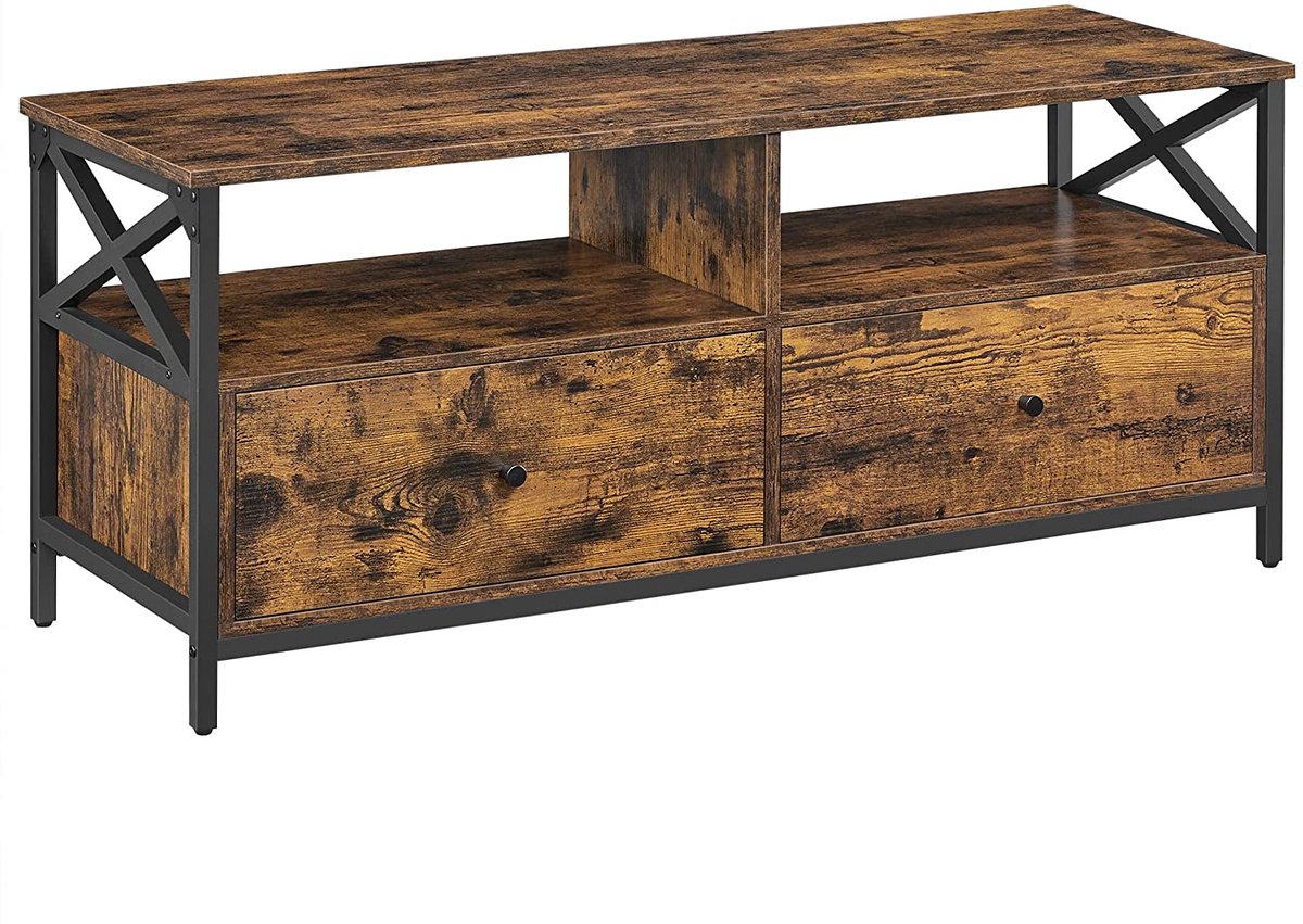 TV-meubel - 120 x 40 x 50 cm - Vintage Bruin-Zwart - Industrieel Ontwerp