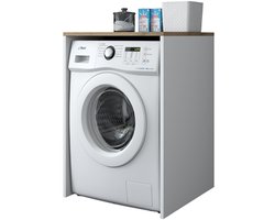 Asir - Wasmachine kast - Okkernoot & Wit - 65 x 60 x 91,8 cm