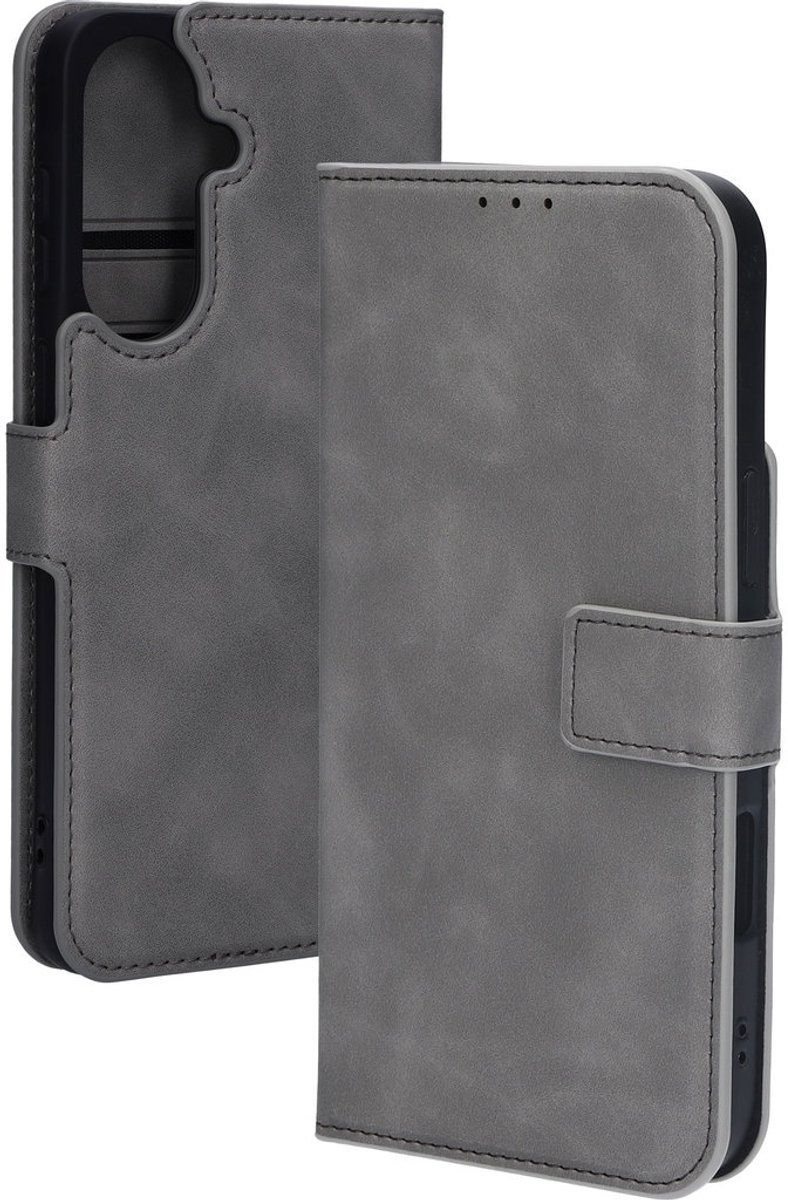 Mobiparts hoesje geschikt voor Samsung Galaxy A57 - Wallet/Boekhoesje - Eco Leer - Magneet Sluiting - Opberg vakken - Grijs