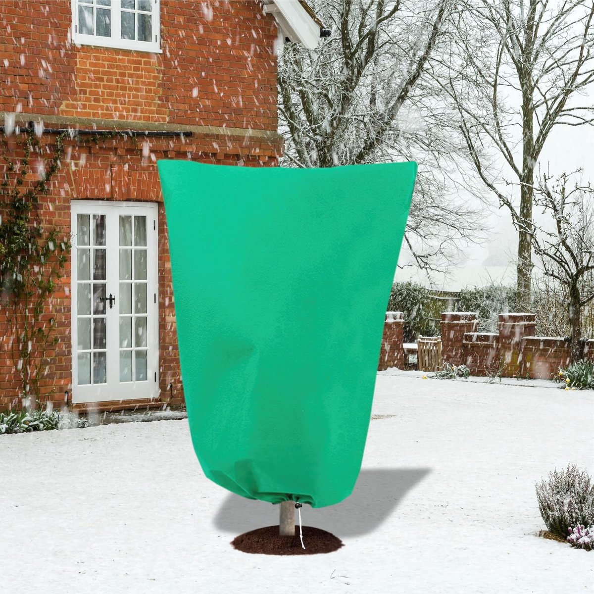 Plantbeschermhoezen (Vorstbescherming) — Set van 2 — Afmetingen: 120 cm x 180 cm — Voorzien van ritssluiting en trekkoord — Geschikt voor buitenplanten, struiken in pot en bomen — Groen