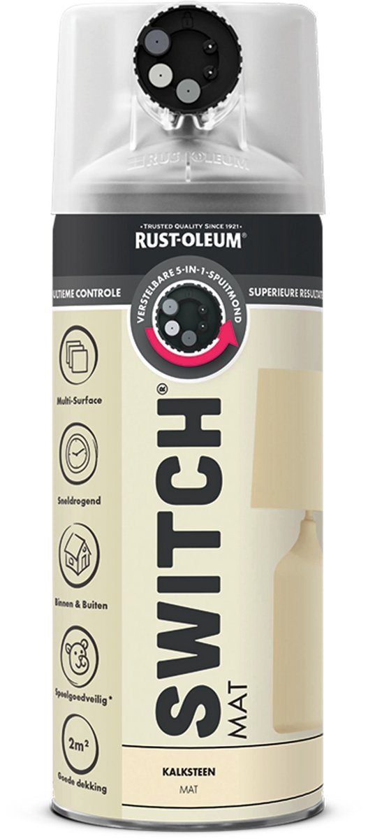 Rust-Oleum Switch Spuitbus Verf Mat 400ml - Kalksteen