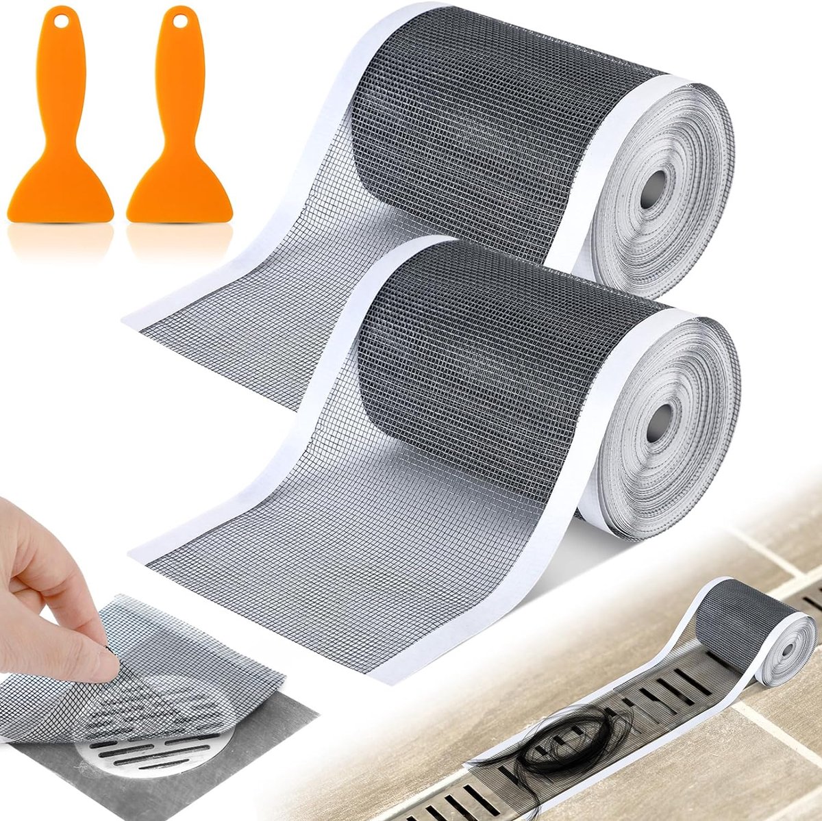 2 stuks Haarvanger voor douche - 10cm × 10m - doucheafvoerkap haarvanger voor elke lengte