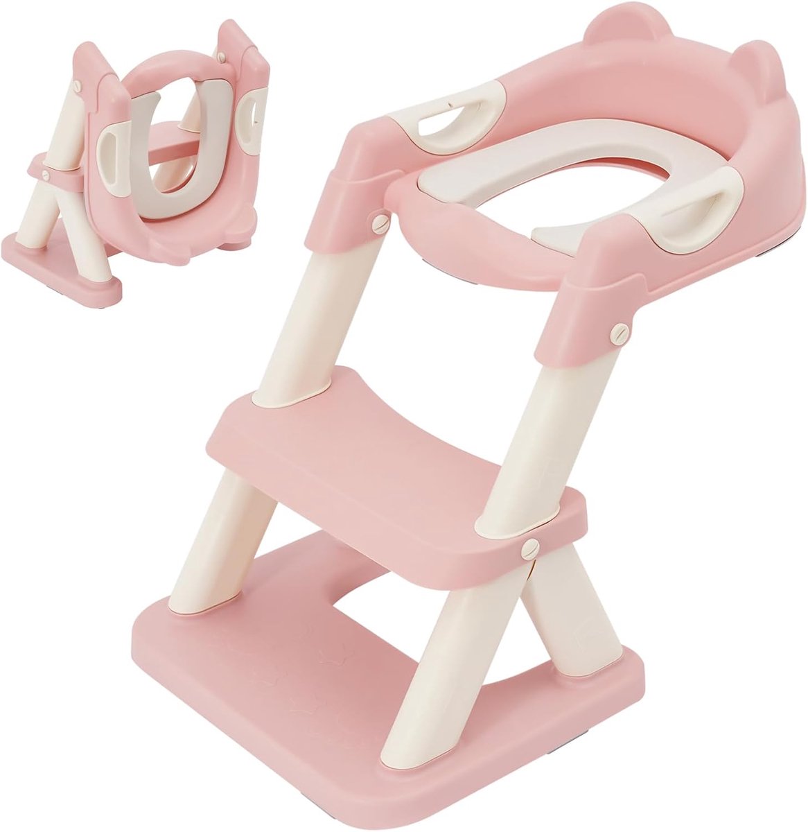 Kinder Toiletbril - Toilettrainer Trap - Zindelijkheidstraining - Inclusief Handgrepen - 41x34cm Opvouwbaar - Roze