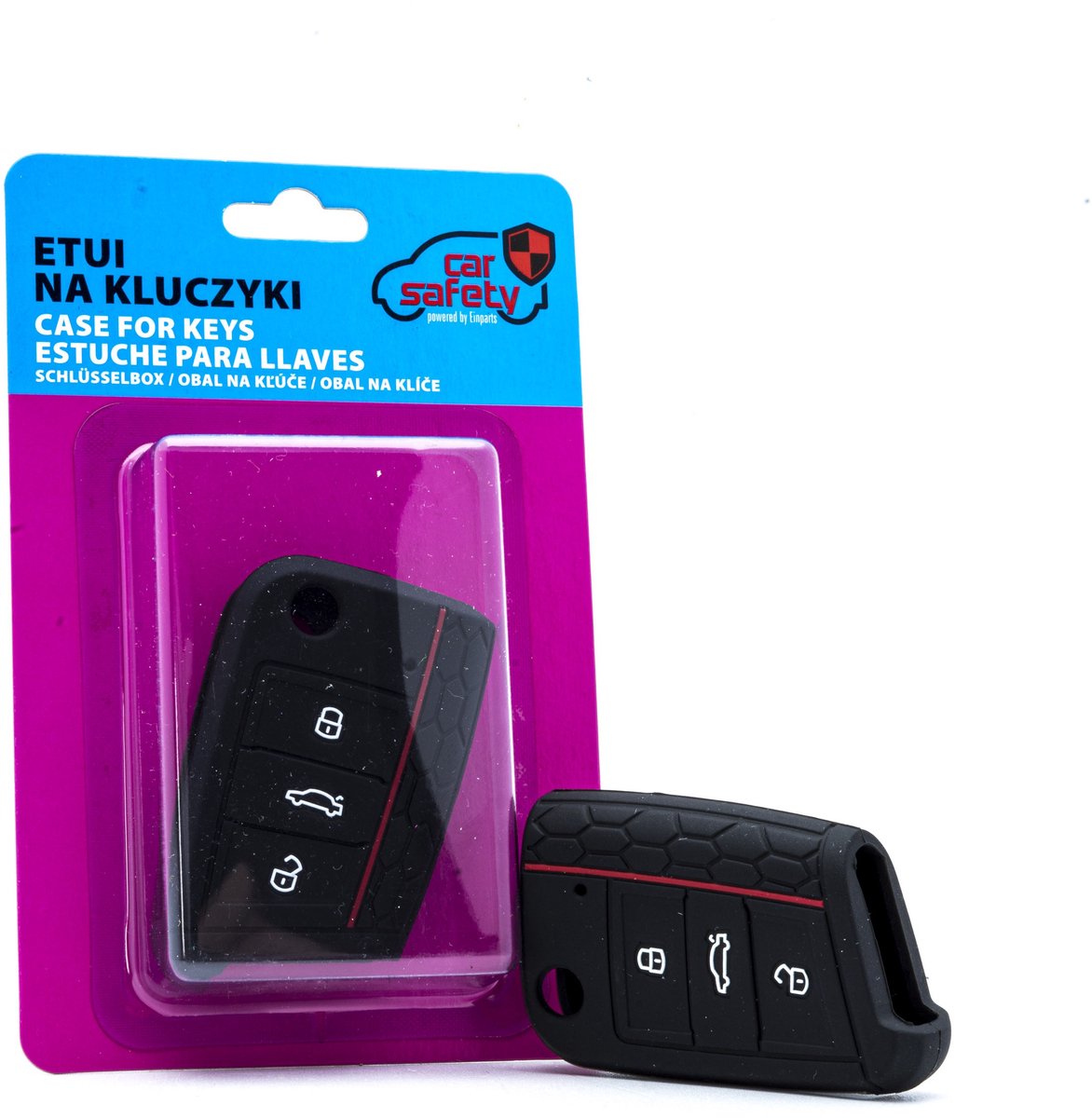 Zwart met rode bies siliconen klapsleutel hoes - geschikt voor volkswagen / seat / skoda / vw