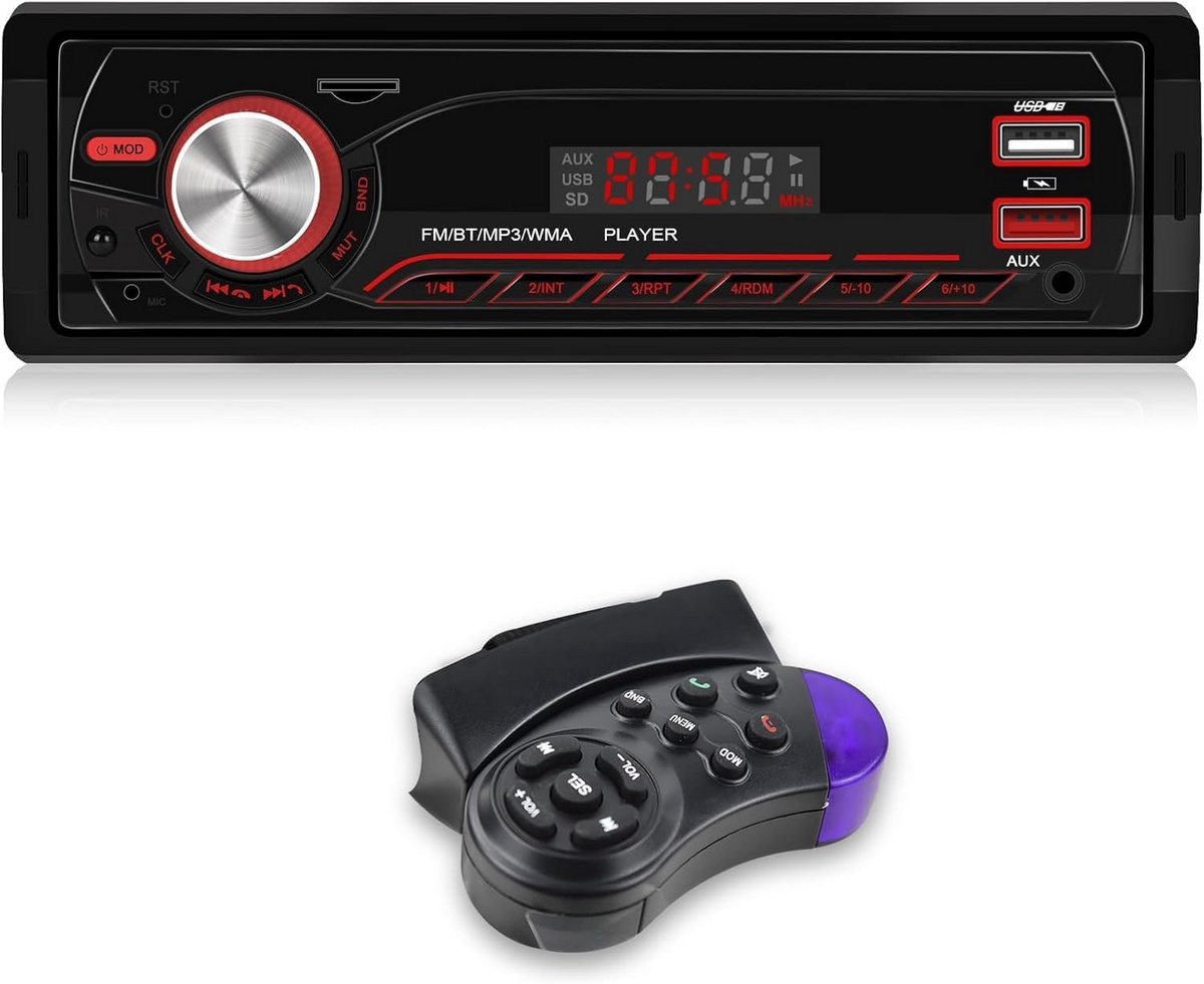 Autoradio 1 Din - Auto Stereo - Muziek Afspelen - Dual Bluetooth 5.1 - 21 x 13.5 x 8 cm