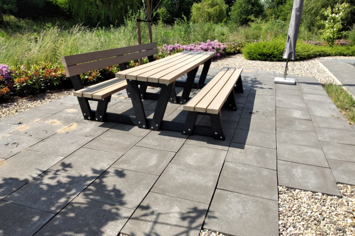 Rockwood® Picknicktafel Eik - Zwaar Kunststof - Quartz Brown (244kg) 3.60m Naturel