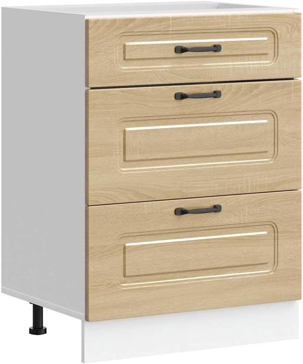 Keukenonderkast - Spoelbakmeubel Keukenkast - Keuken Opbergen - Verstelbare Poten - 60 x 46 x 815 cm - Sonoma Eiken