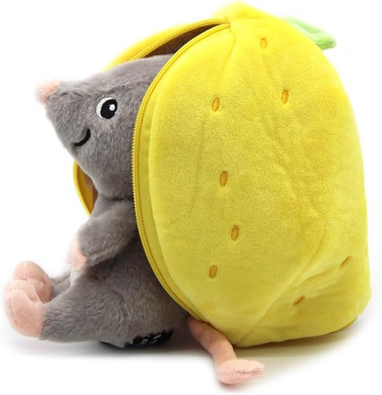 Omkeerbare Knuffel - Pluche Muis Citroen - Baby Speelgoed - 2-in-1 Verstop Diertje - 22 x 15 x 13 cm — afbeelding 5