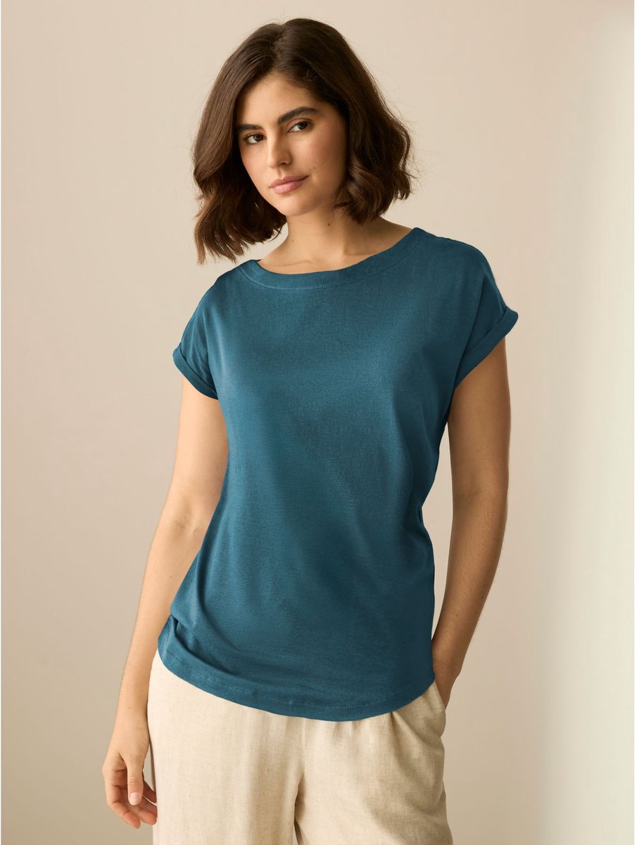 Next - Dames - T-shirt met kapmouwtjes - Blauw