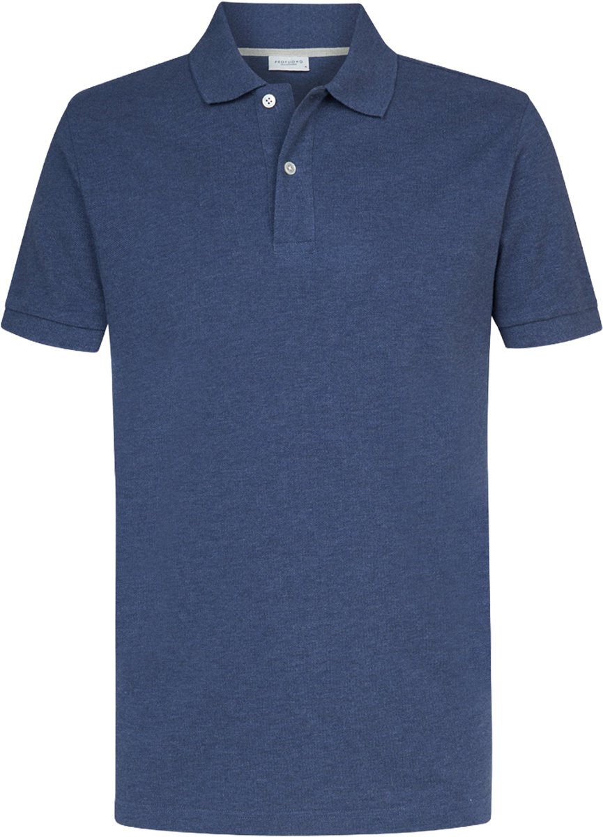 Profuomo Piqué Poloshirt Melange Indigo - Maat XL - Heren