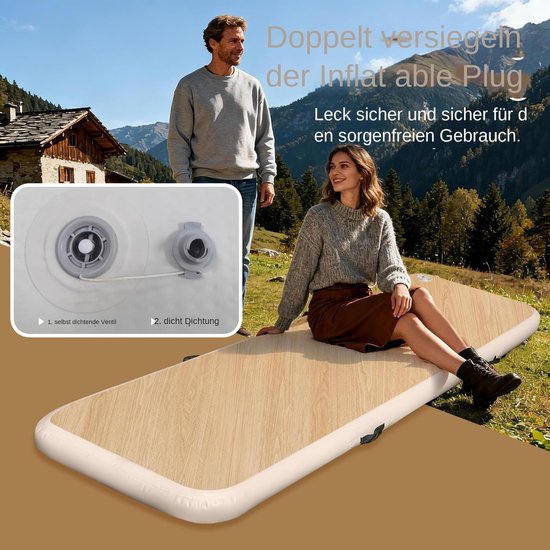 Luchtmatras Camping - Opblaasbaar Matje - Rust en Avontuur - Hoge Sterkte PVC - 200x65x15cm - Houtnerf van Merkloos — afbeelding 5