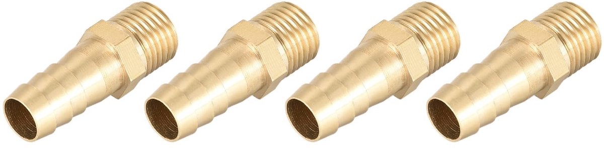 Allecto - Pipe Connectors - Male Plug - Brass - Hose Connectors - Fuel Air Water Oil Gas - 4 stuks - Geschikt voor diverse vloeistoffen - Messing m...