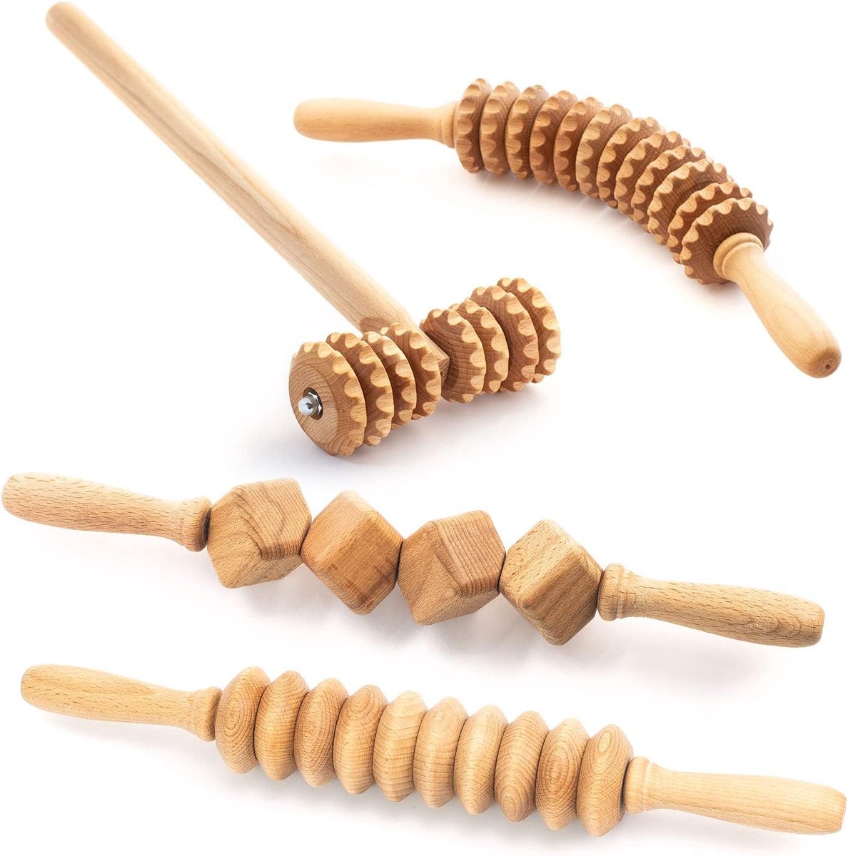 Massageapparaat Hout - Cellulitis Roller - Lymfedrainage Stimuleren - Professioneel Hout - 45x15x8 cm