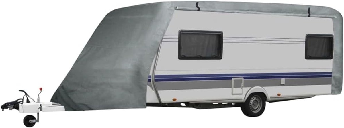 Aanhangwagenhoes - Caravan afdekking - Buiten beschermen - 3-laags stof - Maat M 610cm - Grijs