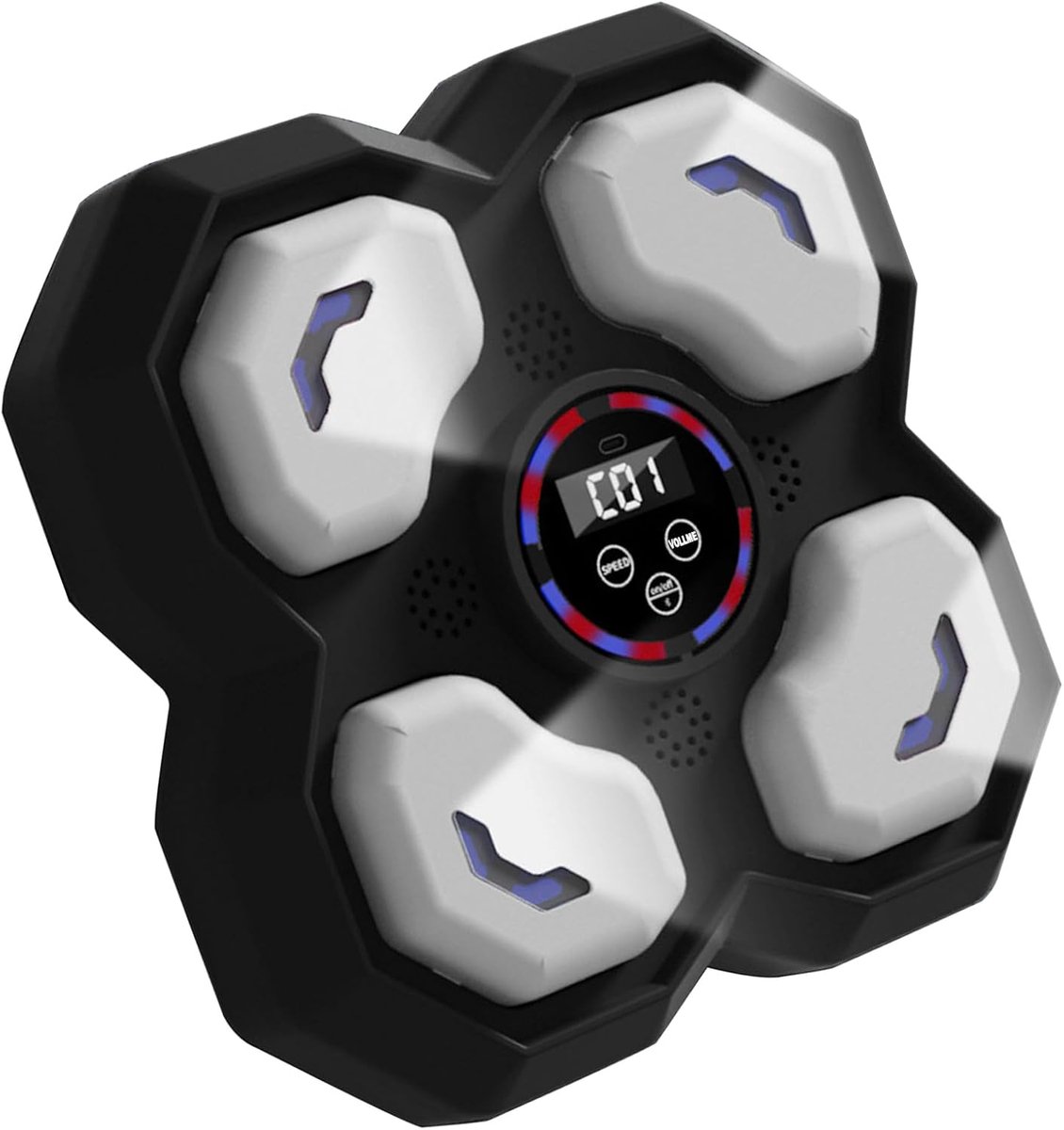 Bokstrainer Muziek - Indoor Gym Apparaat - Thuis Sporten - Met LED Verlichting - 31x33x10 cm - Zwart