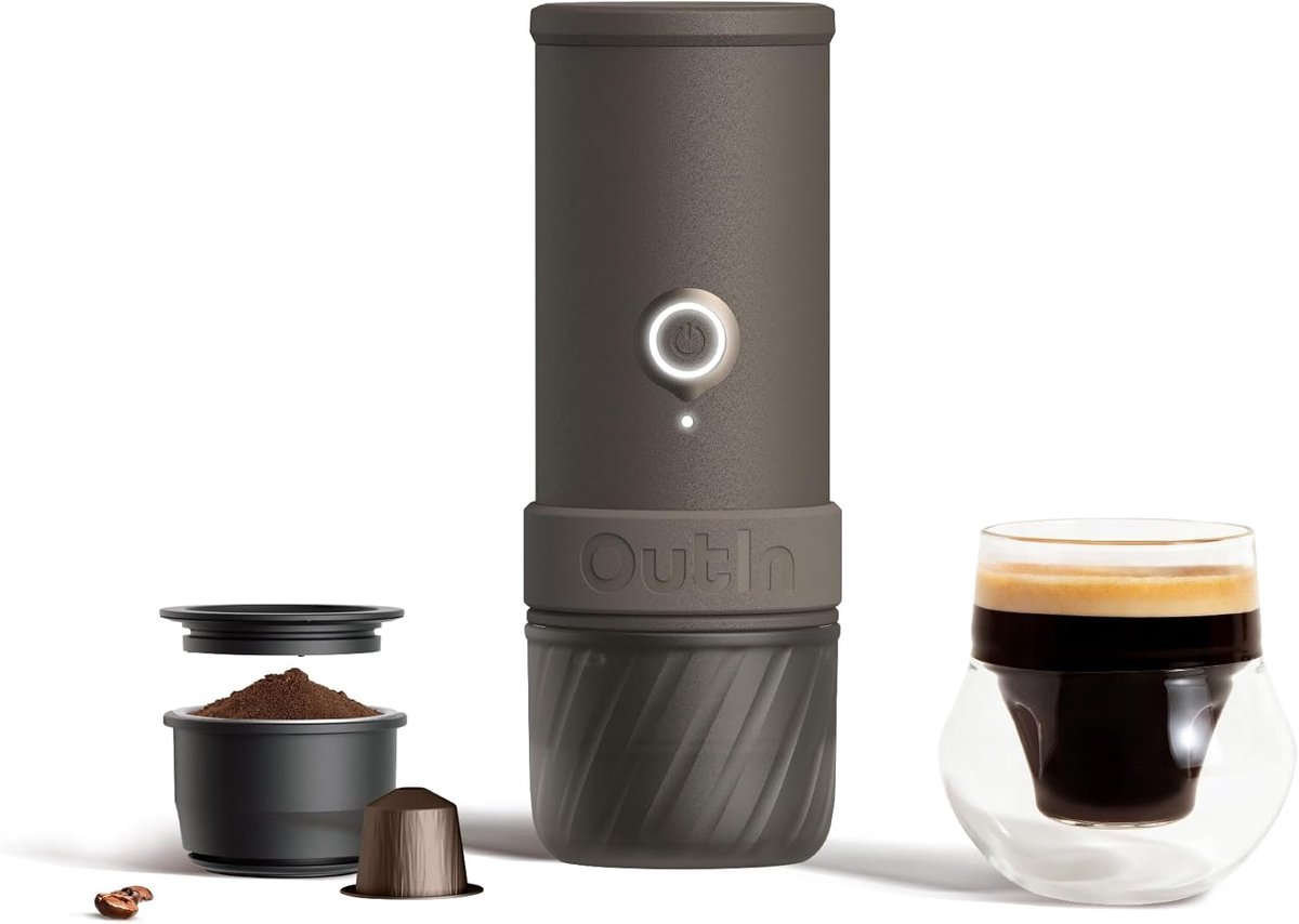 Draagbare Espressomachine - Mini Koffiezetter - Reizen Kamperen - Zelfverwarmend USB-C - Compact Formaat - Tundra Bruin