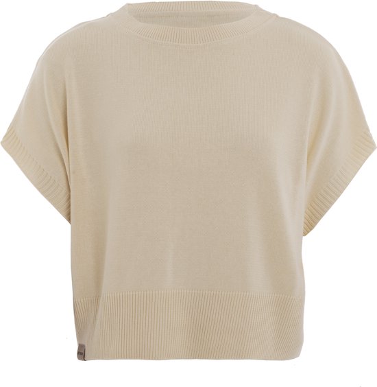 Knit Factory Casy Dames Gebreide Top - Zomertop met Korte Mouw - Trui met korte mouw gemaakt van 50% Katoen & 50% Acryl - Luchtig en ademend - Linnen - 40/42
