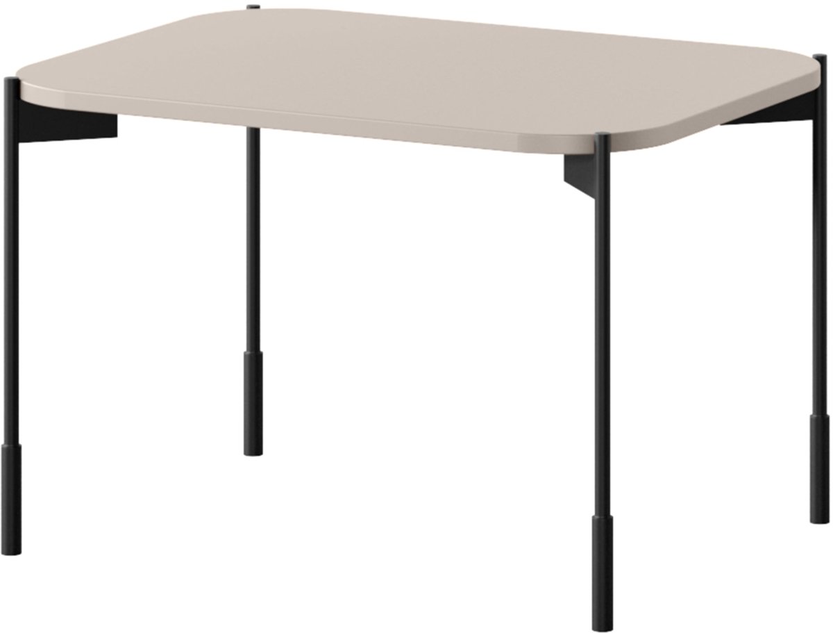 Sonatia 60 cm Rechthoekige Salontafel met Metalen Poten | Kleur: Kasjmier/Creamy | Maat: 60x40x45 cm