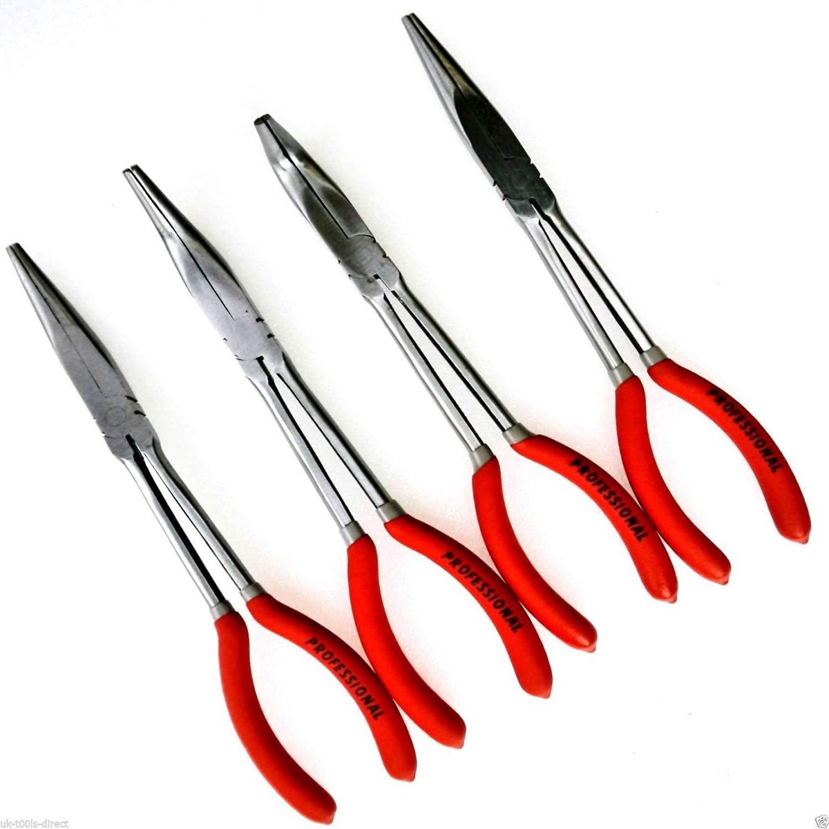Lange Tangen Set - Gereedschap Set - Precisiewerk - Extra Lange Handvatten - 11 Inch - Rood