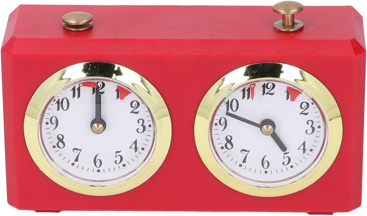 Schaakklok - Digitale Timer - Spel Tijdmeting - Geen Batterij Nodig - 19x12x7 cm - Rood