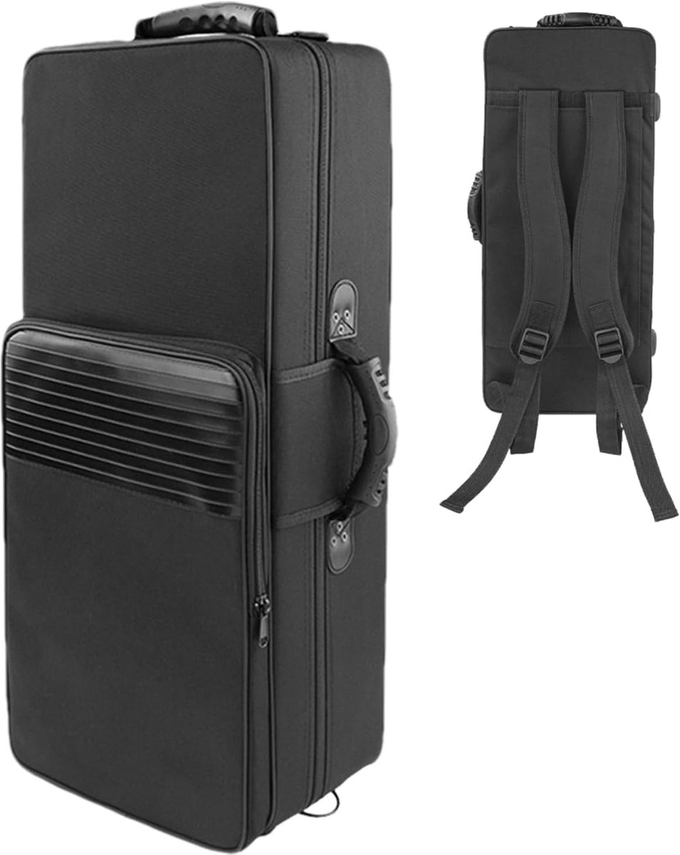 Saxofoon Koffer - Sax Tas - Muziek Transport - Verstevigd Interieur - 61x26x16 cm - Zwart