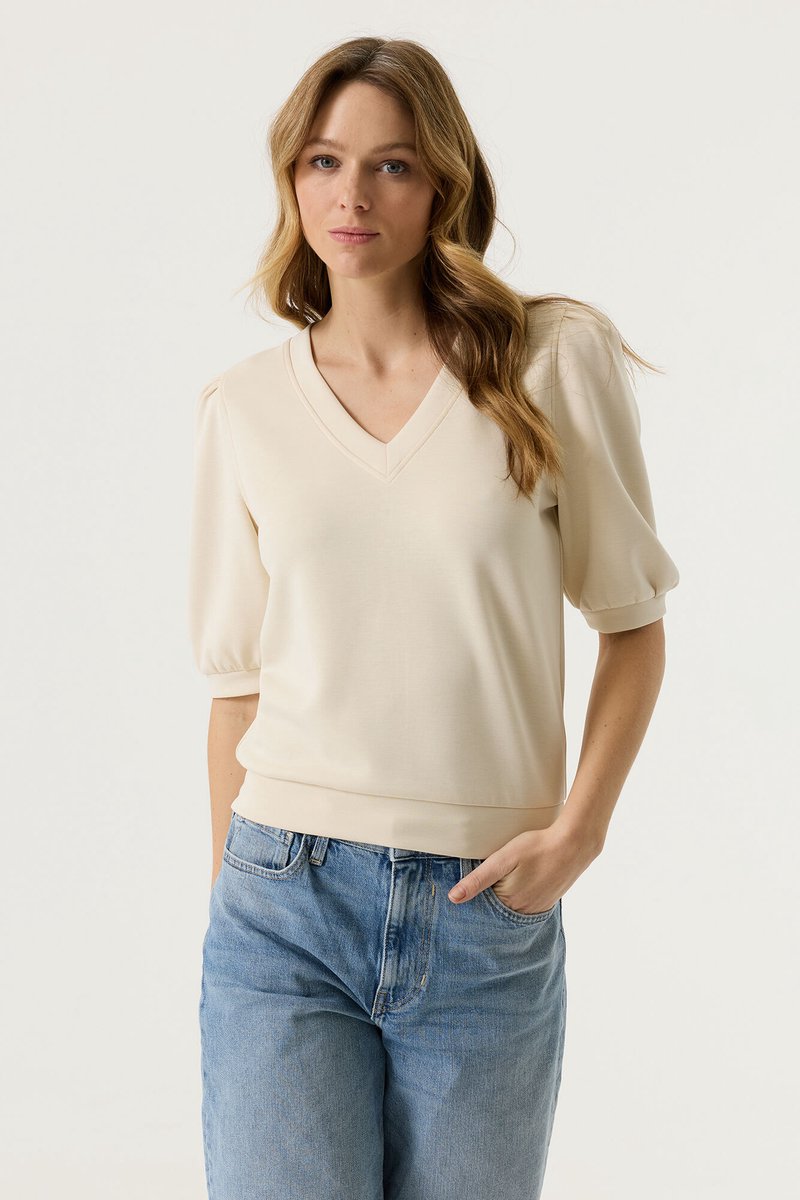 GARCIA Dames Effen Sweater Wit 3/4 sleeve