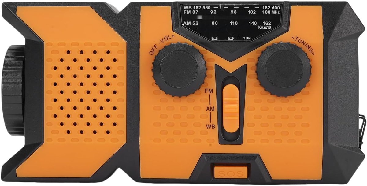 Noodradio met Zaklamp - Weerontvanger SOS Alarm - Buiten Leven - Drie Oplaadmethoden - Compact Lichtgewicht