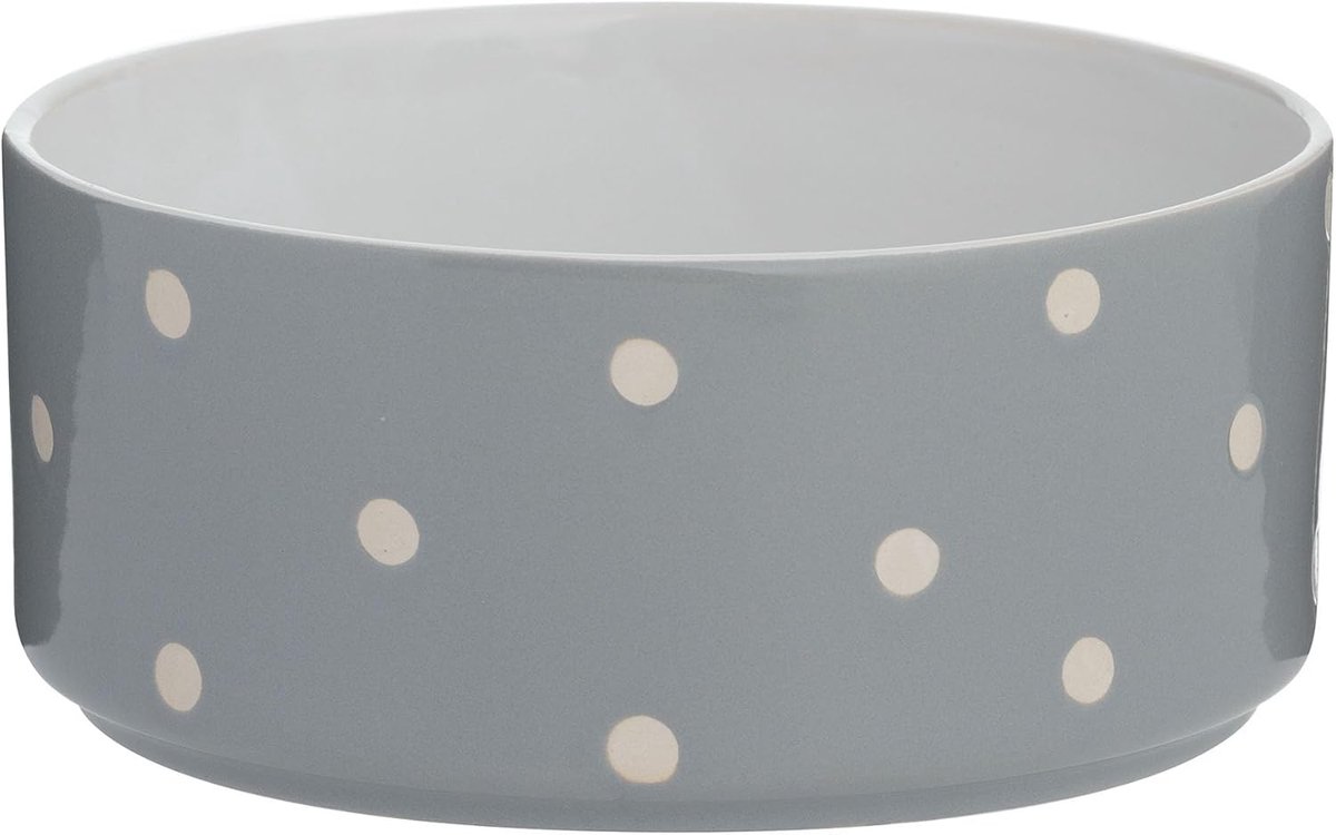 Hondenbak - Voerbak - Voeding en water - Zwaar steengoed - 18 cm diameter - Grijs