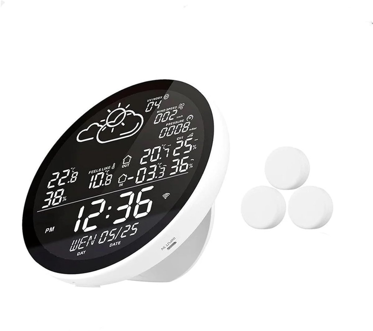 Slim Weerstation - Digitale Meter - Binnen Buiten - Wifi Bluetooth Connectie - 160mm Zwart