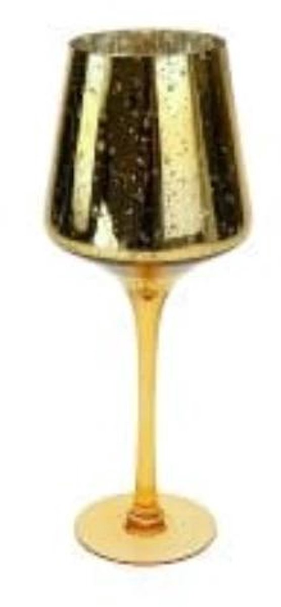 Kaarsenhouder Queen op Voet - Goud - Glas - 35 cm hoog -Werner Voss
