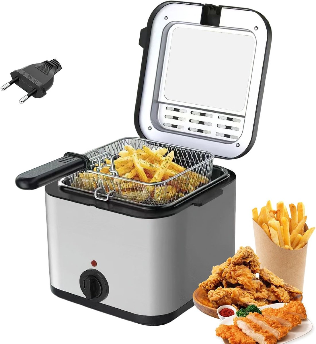 Elektrische Friteuse - Olie Friteuse - Snelle Snacks Maken - Ingebouwd Oliefilter - 2.5 Liter Capaciteit - Wit