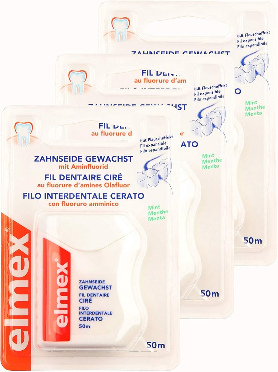 Tandflos Set - Gewaxt Floss - Dagelijkse Mondhygiëne - Met Aminfluoride - 3x 50m