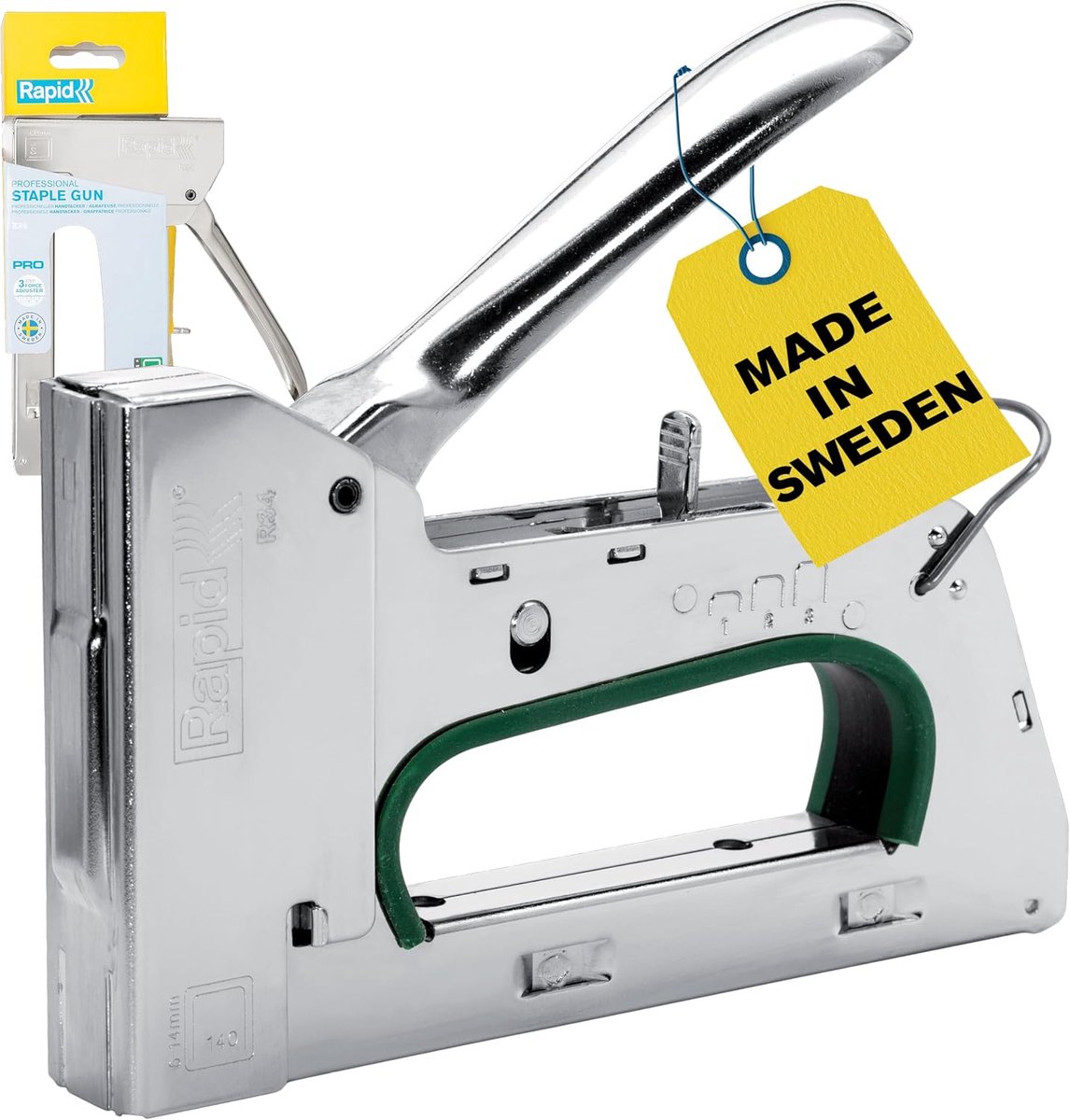 Handtacker - Nietpistool Tacker - Isolatie Bevestigen - 3-Staps Krachtinstelling - 18 x 31 x 147 cm - Zilver