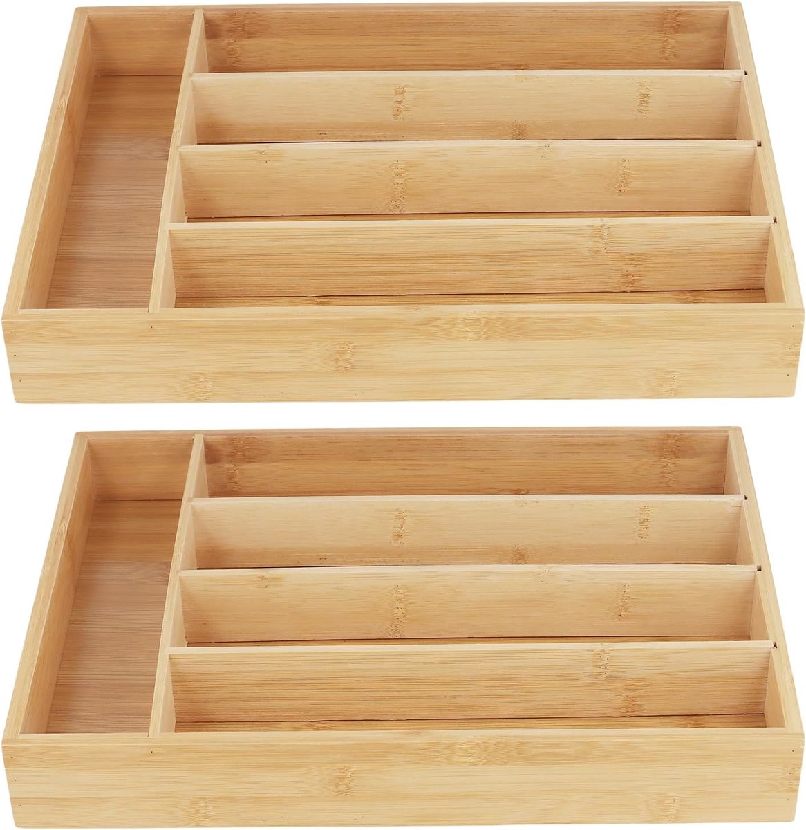 Bestek Lades - Lade Organizer - Keuken Opbergen - Set van 2 - 35x25x5 cm - Natuurlijk Hout