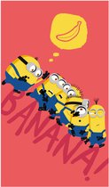 Drap De Plage Les Minions Banana 70x120 Cm – 100% Coton Doux Et Absorbant, Certifié OEKO-TEX, Imprimé Fun Rouge Pour Enfants Et Adultes