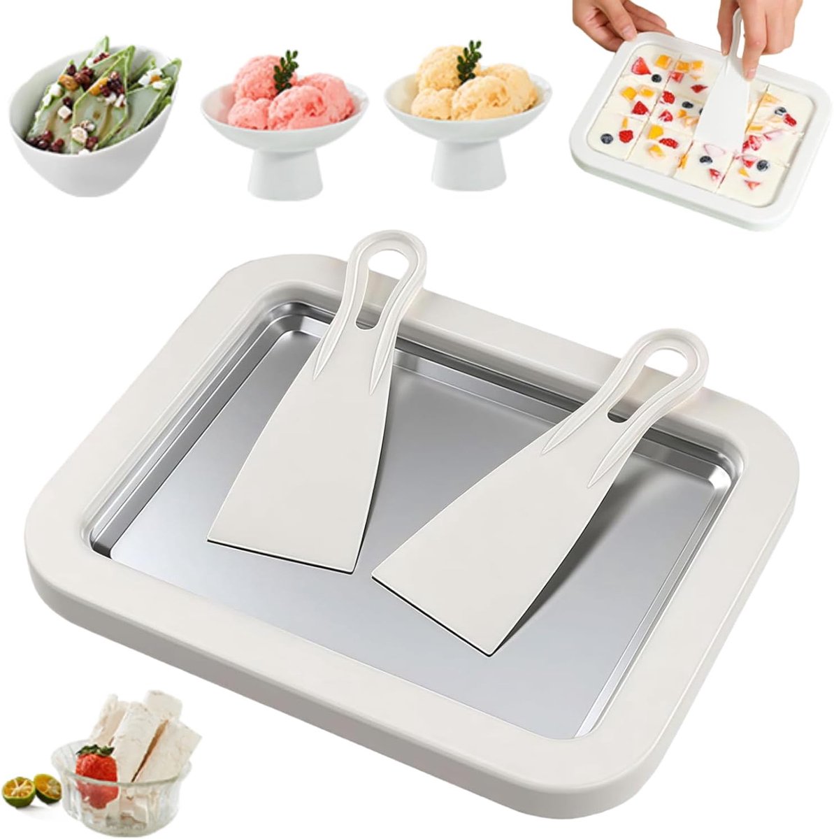IJsmachine Zonder Stroom - DIY IJs Maken - Zomerse Desserts - Snelle Bereiding - 30 x 20 cm - Wit